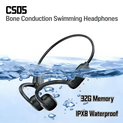 New CS05 IPX8 Waterproof Swimming Bone Conduction Wireless Bluetooth Earphones 32G Memory Neckband L