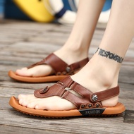 100% Kulit Sapi Premium Sandal Jepit Pria Olahraga Sandal Outdoor Fashion Karet Lentur Santai Sepatu