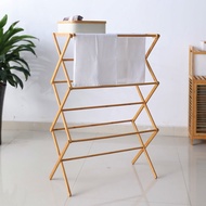 Floor Drying Rack Foldable Towel Rack Bamboo Wooden Rack Balcony Indoor X-Type Household Towels Dryi