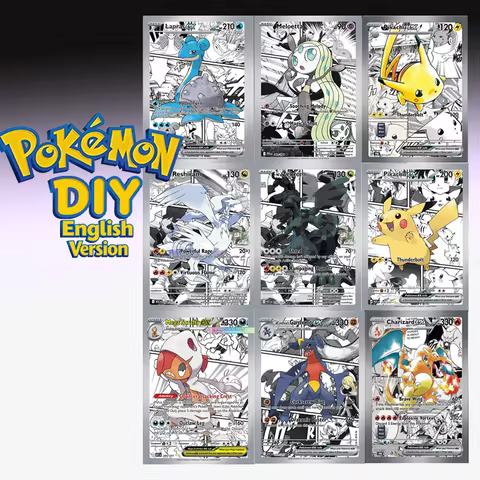 Diy Pokemon Selfmade Card English Manga Series Pikachu Ex Charizard Meloetta Reshiram Zekrom Mega Sc