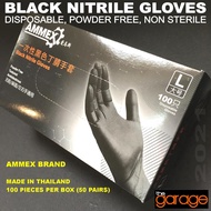HEAVY DUTY BLACK NITRILE GLOVES Mechanics gloves, multi purpose AMMEX BRAND box of 100 pc