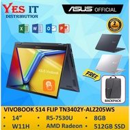 ASUS Vivobook S 14 Flip TN3402Y-ALZ205WS/TN3402Y-ALZ215WS Laptop (R5-7530U/8GB/512GB SSD/14'' WUXGA/