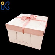 ~Made In Taiwan 8 Inch Cake Box With Ribbon Mocha Nichelle Single Item With Gold Plate With Paper Pa