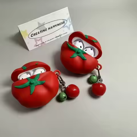 For Airpods pro3 3D Simulation Tomato Funny Earpods Case for Airpods 1 2 3 4 Wireless Earphone Cover