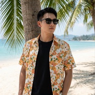 เสื้อเชิ้ตลายดอกไม้สำหรับผู้ชายเสื้อแจ็คเก็ตแขนสั้นลำลองสำหรับไปทะเลแบบใหม่ Floral shirt men's new c