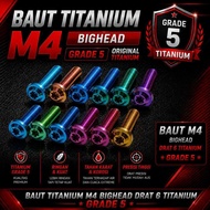 Titanium Bolt BIG Head M4 / (6 Thread) Grade 5 Titanium Material Ti-6Al-4V