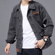Spring Retro Denim Jacket Lelaki Trend Top Mudah Kasual Lapel Jeans Embroidery Autumn Versi Korea Jaket