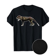 MenS Thylacine Vintage Graphic Tee, Cotton Crew Neck T-Shirt with Geometric Marsupial Extinct Animal