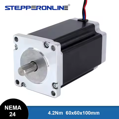 STEPPERONLINE Nema 24 Stepper Motor 4.2Nm 60x100mmm 4.2A D=10mm Stepping Motor CNC Router Engraving 