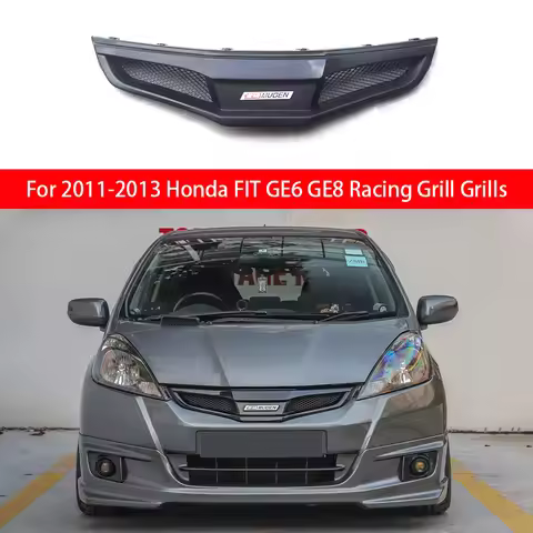 For Honda 2011 2012 2013 FIT GE6 GE8 MUGEN Style Front Bumper Hood Mesh Grills Front Bumper Grille R