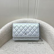 (Brand new) Chanel Classic Wallet On Chain WOC in 21K Iridescent Blue Calfskin and SHW