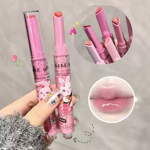 Gege Bear Garden Pink Rabbit Solid Lip Gloss Moisturizing Watery Colored Lip Balm Long-lasting and T