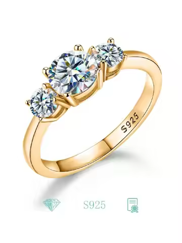 GRA 1.6CT Real Moissanite Diamond Wedding Anniversary Rings For Women Original 925 Sterling Silver L