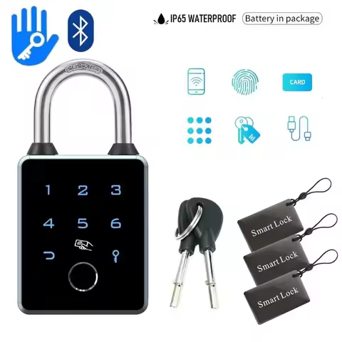 TTlock Smart Door Lock Fingerprint Lock Password APP Card Key Remote Unlock Bluetooth Padlock IP65 W