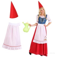 Crazy Elf Costume Accessories Garden Gnomes Costume Felts Dwarf Hats Ruffle Waist Apron