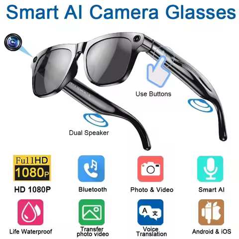 4K HD AI Smart Glasses With Camera Bluetooth Call Camera Chat GPT 260Mah Battery Assistant Control W