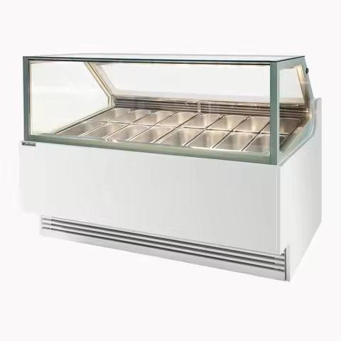 Portable Gelato Ice Cream Showcase Freezer LED Light 12/16/20 Pans Mechanical Temperature Control Fo