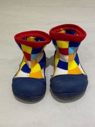 (二手）美國Luvena Fortuna 秋冬款 防滑加厚底地板襪 學步鞋 拼色彩格