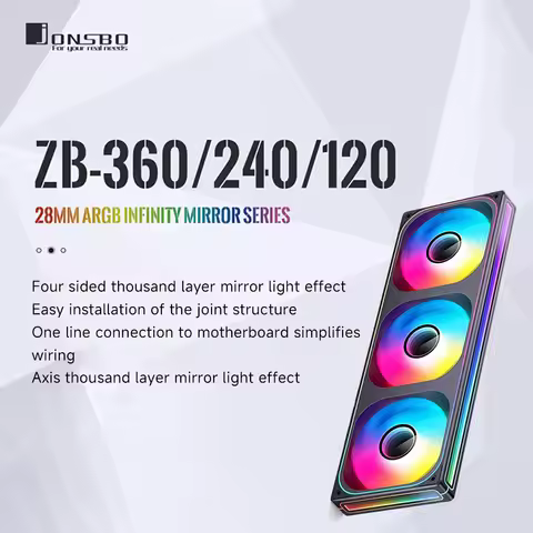 JONSBO ZB-120/240/360 ARGB CPU Cooler -Gaming Cooling System Monolithic Structure Water-Cooled Fan P