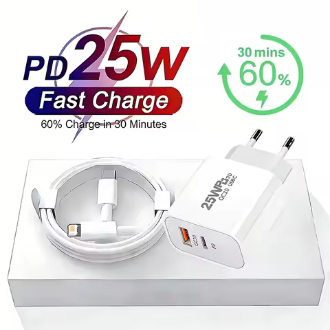 25W PD Fast EU Charger For iPhone 11 12 13 Mini 14 Pro Max X XR XS Max 6S 7 8 Plus SE 2020 Rapid Cha