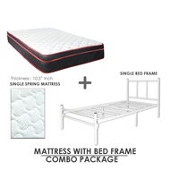 LaMoison COMBO SET Single Bed Frame with Spring Mattress Katil Besi Bujang Tilam Single 10.5 Inch - 
