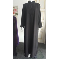 Jubah Abaya Plain Hitam Manik Batu Simple