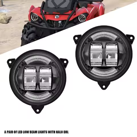 2 Pcs LED Headlights H4 Halo Ring DRL For Can-Am Outlander 500 650 800 850 1000 XMR STD XT XT-P 2012