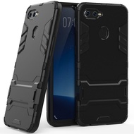 For OPPO F9 Pro Phone Case Luxury Iron Man Stand Cover Hard Armor and Soft Silicone TPU Frame Casing