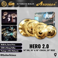 Arborea Hero 2.0 Series Cymbal Set -  14"HH, 16Crash", 18"Crash, 20"Ride
