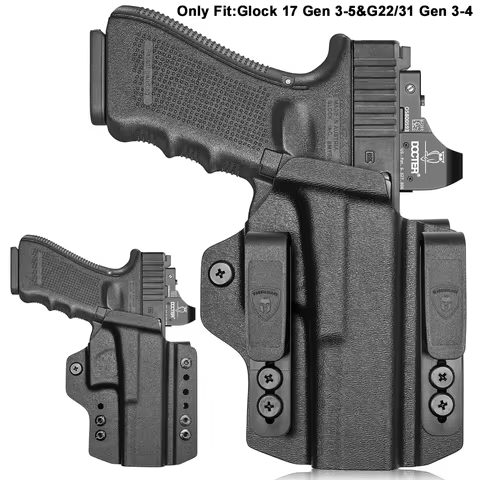 Only Fit Glock G17 Gen 3-5& G22/31 Gen 3-4,Compatible G19,IWB&OWB Convertible Holster Optic Cut,Comp