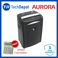Aurora AS1225CD Paper Shredder Cross Cut (5x55mm) 12 SHEETS (75g/A4) Free 1 Aurora DT642 Calculator