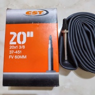 CST 20 Plus 451 Bicycle Inner Tube 22 Inch 20x1 3/8 Or 20x1 3.8 Small Presta FV Valve 60mm 6cm/