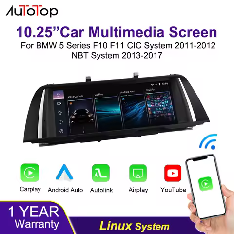 AUTOTOP Car Radio 10.25" Touch Screen For BMW 5 Series F10 F11 2011-2017 CIC/NBT System With Car Mul