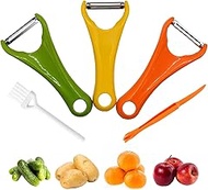 Trez Treamer 4pcs Peelers for Kitchen Y Vegetable Peeler Orange Peeler Tool with Brush Stainless Ste