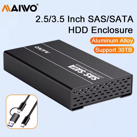 MAIWO 2.5/3.5 Inch SAS/SATA HDD Enclosure Aluminium SAS SATA to USB3.1 Type-C Gen2 HDD Docking Stati