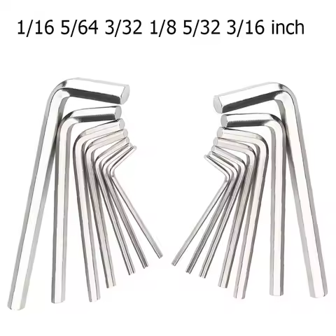 1/5/10PC L Shaped Hex Hexagon Key Allen Wrench 1/16 5/64 3/32 1/8 5/32 3/16 Inch Carbon Steel Allen 