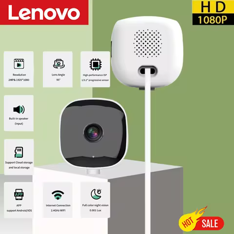 Lenovo Mini Window Camera Replaces Outdoor Cameras 2.4/5GHz WiFi Camera 3MP Resolution Full-Color Ni