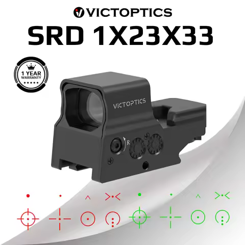 VictOptics SRD 1x27x39 Red Dot Sight Eight Reticle G&R 5 Brightness Wide View Window Quick Release M