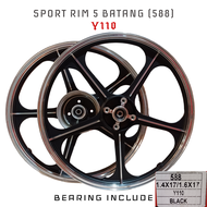SPORT RIM 5L 588 5 BATANG GBO Y110 SS2 GOLD BLACK Cast Wheel Sport RIM RODA Rim RIM MOTOSIKAL WITH B