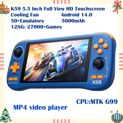 K59 Pro Android 14 Handheld Game Console 27K Retro Games,50 Emulators 5000mAh & Cooling Fan,5.5" Tou