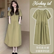 ((Maternity Dresses) Maternity Dresses Style 2025 Large Size Long Dress High-End Feeling Pregnant Mo