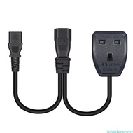 jenniferag.my 1ft 32cm IEC320 C14 to IEC320 C13+UK13A AC-Power Extension Cable Adapter Cord