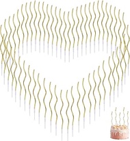 Pack of 60 Spiral Cake Candles, Birthday Candles for Cake, Spiral Metallic Cake Candles with Holder,