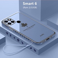 Casing Infinix Smart 6 Case Plating Cover Maple Leaves Soft TPU Phone Case Infinix Smart 6 (Ram 2/32GB)