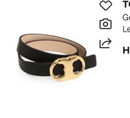 Like NEW - TORY BURCH Gemini Link Reversible Leather Double-wrap Bracelet / TORY BURCH 金扣黑色手帶