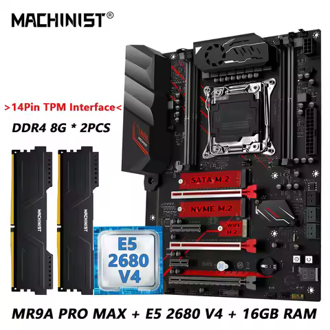 MACHINIST MR9A PRO MAX X99 Motherboard Combo Intel Xeon E5 2680 V4 LGA 2011-3 CPU and DDR4 16GB RAM 