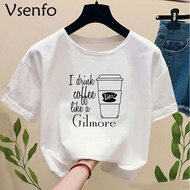 Fashion Dringk Coffce T Shirt Women Gilmore Girls Printing LUKE'S Funny T-shirt Female Summer White 
