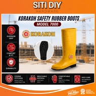 Korakoh 7000 Yellow Rubber Boot Highcut Industrial Waterproof Safety Rain Boot With Inner Fabric Lin