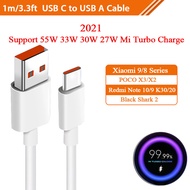 YUNTONGHE สายชาร์จเร็ว 6A USB Type C 1/2เมตร Xiaomi USB C Cable Charger Turbo Fast Charge 66W สำหรับโทรศัพท์ Mi12 11 9 8 6 X4 Pro NFC F3 M3 Redmi K40 OPPO R19 R17 Find X HUAWEI P30 P40 VIVOX50 X27 SAMSUNG S20 21
