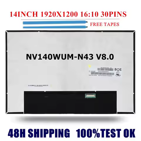 NV140WUM-N43 V8.0 NV140WUM N43 Original NEW 14INCH 1920x1200 IPS 30PINS Laptop Lcd Screen Display Fo